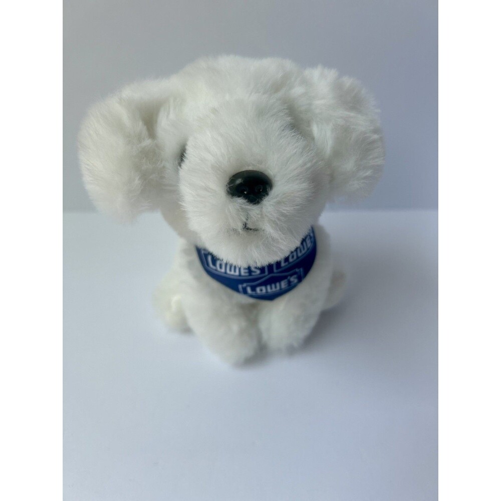 NEW - Lowes Exclusive White Mini DOG 5" Plush Stuffed Animal Toy Wearing Bandana